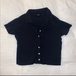 Brandy Melville Black Cropped Polo